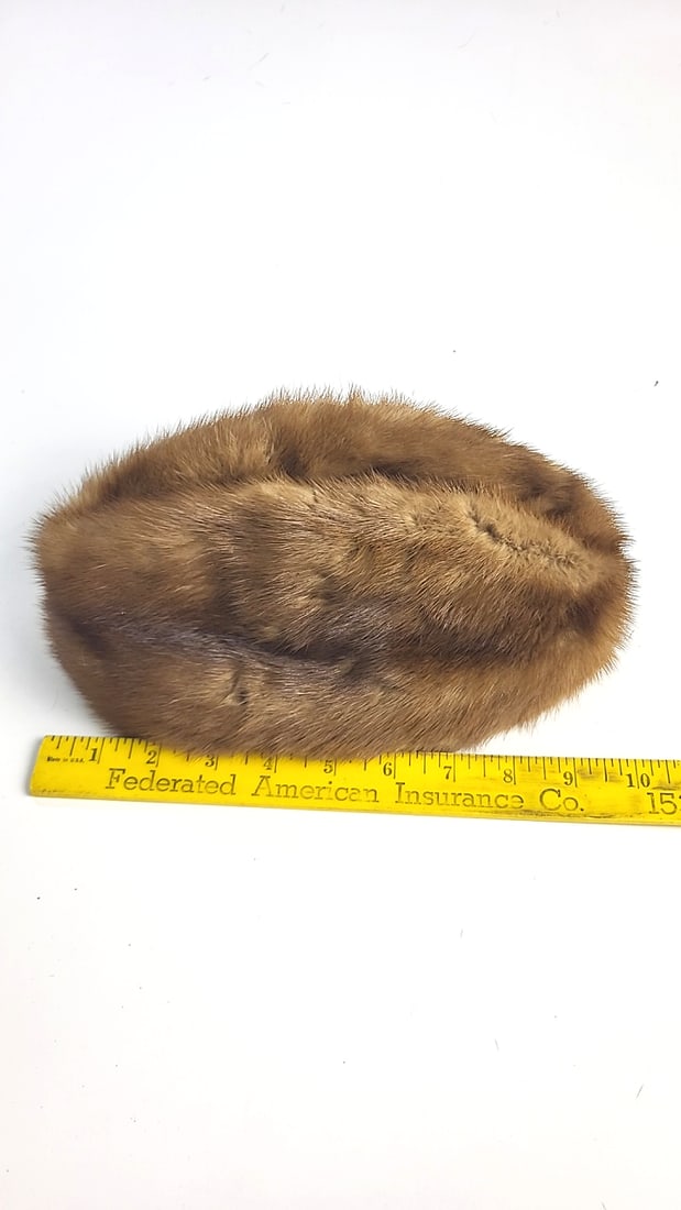 The Bon Marche Custom Original Brown Fur Pillbox Hat - 4