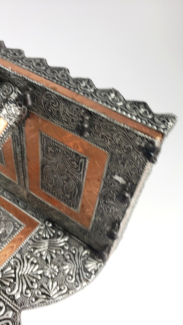 Ornate Silver-Tone Metal and Copper Adjustable Book Stand, Elephant Motifs - 4