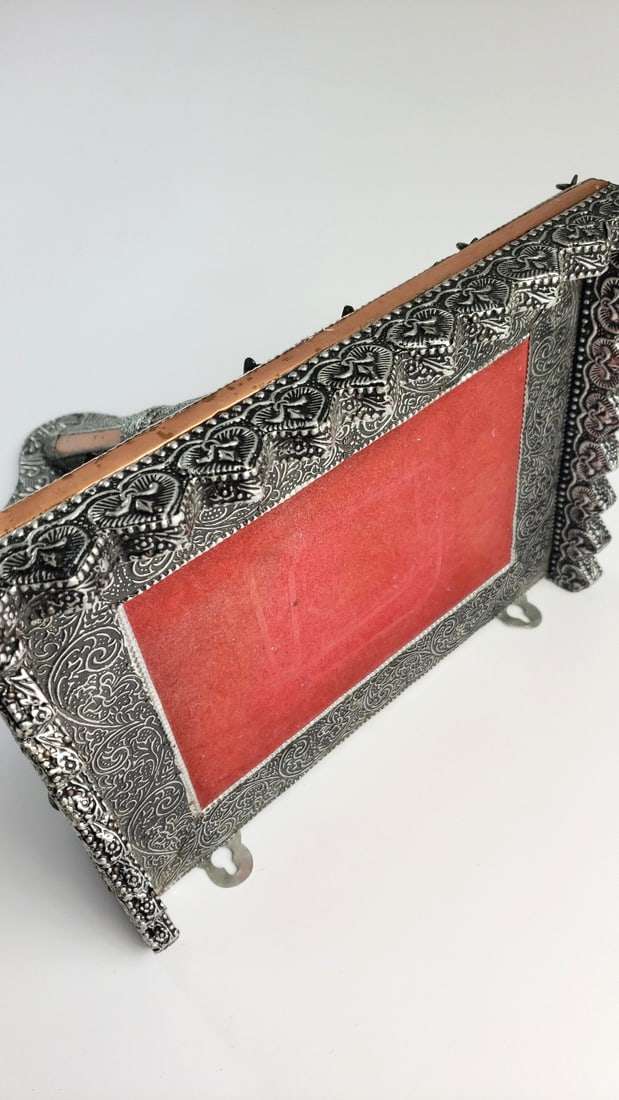 Ornate Silver-Tone Metal and Copper Adjustable Book Stand, Elephant Motifs - 5