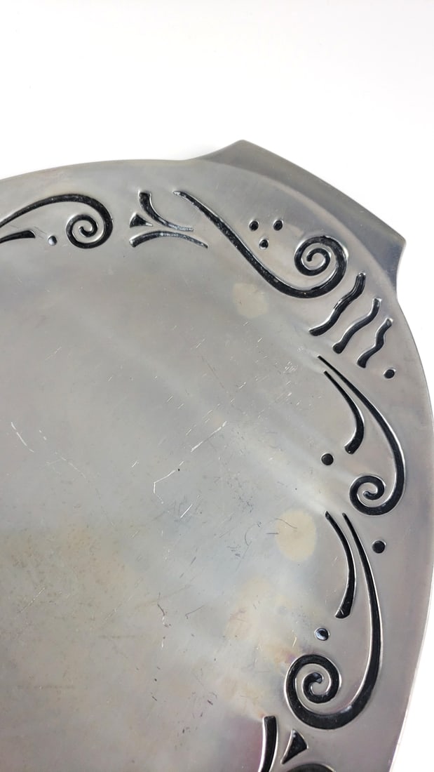 Lenox Silver-Tone Oval Metal Serving Tray with Scroll Border Handles - 2