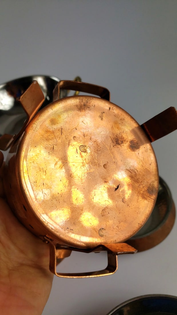 Copper Chafing Dish Set with Brass Handles, 2 Warmers and 2 Hammered Bowls - 7