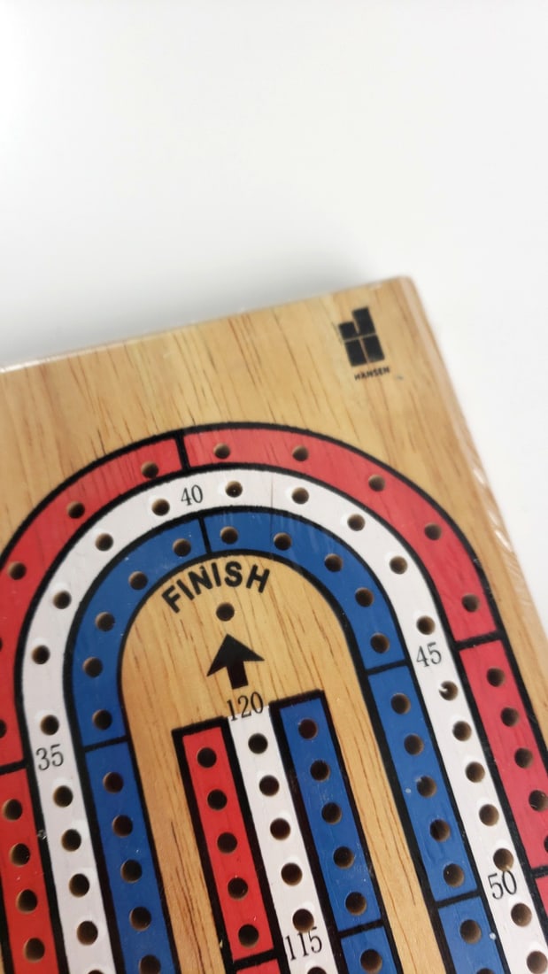 Hansen Wooden Cribbage Board 8 Vintage Illustrated Puzzle Blocks - 3
