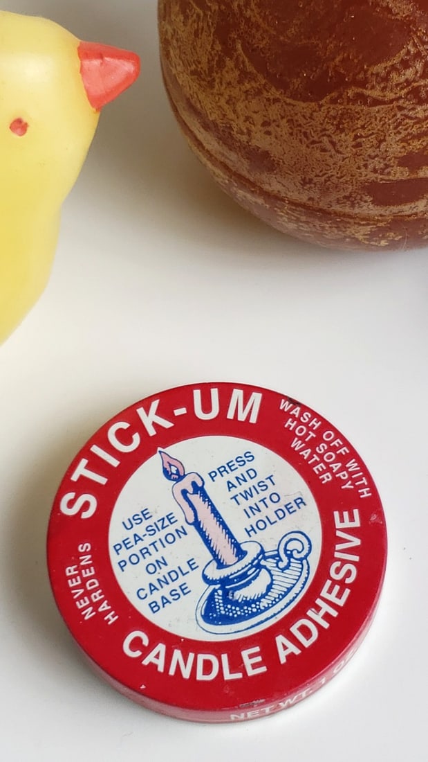 Easter Candle Lot: Bunny, Chick & Egg Candles with Stick-Um Adhesive and Clear Museum Gel - 8