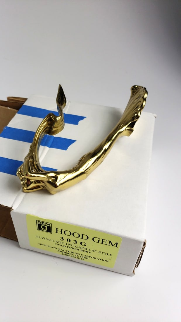 Hood Gem 303G Flying Lady 1931 Cadillac Style Gold Finish Hood Ornament - 2