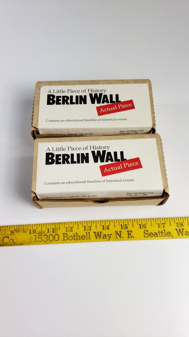 Museum Novelty Co Berlin Wall Actual Piece Souvenir Educational Timeline Box Lot of 2 - 2