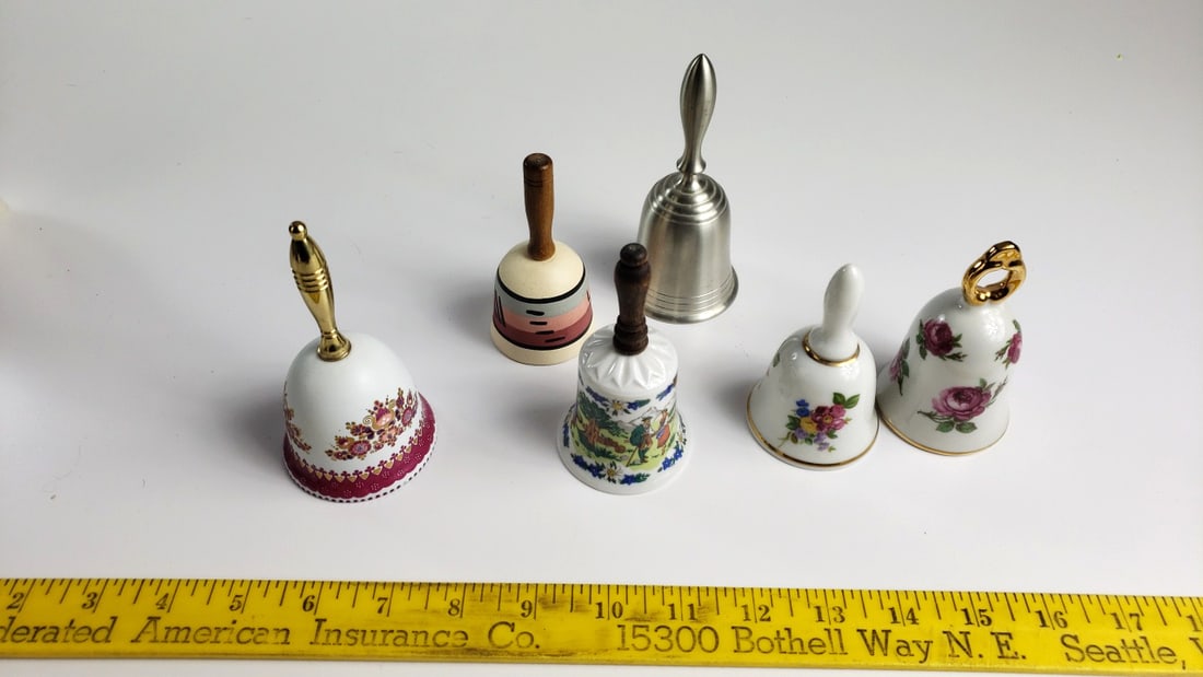 Lot of 6 Decorative Bells Porcelain Metal Steinboch Reutter Walkure - 2