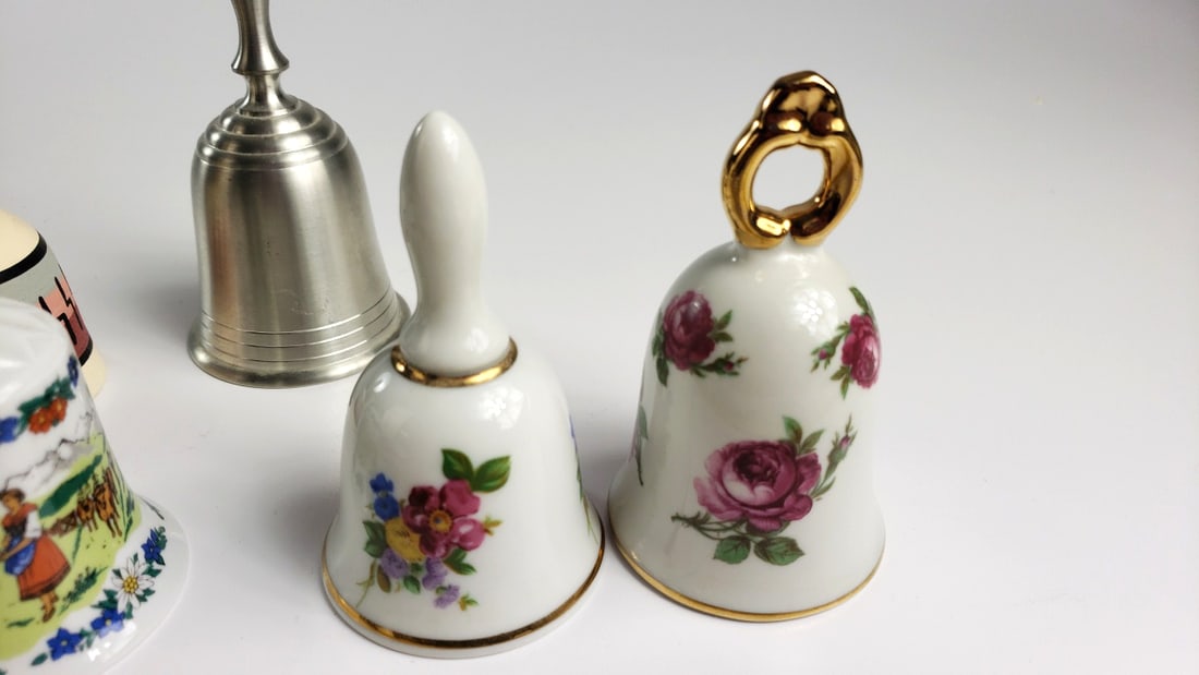 Lot of 6 Decorative Bells Porcelain Metal Steinboch Reutter Walkure - 3