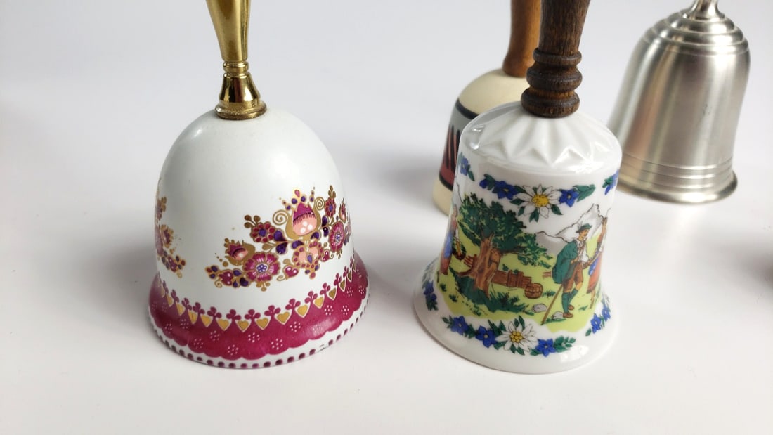 Lot of 6 Decorative Bells Porcelain Metal Steinboch Reutter Walkure - 4