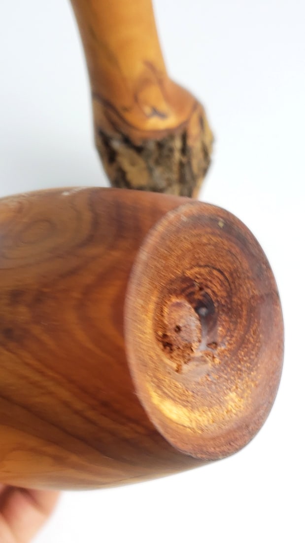 Pair of Turned Wood Natural Edge Vases with Bark Detail - 9