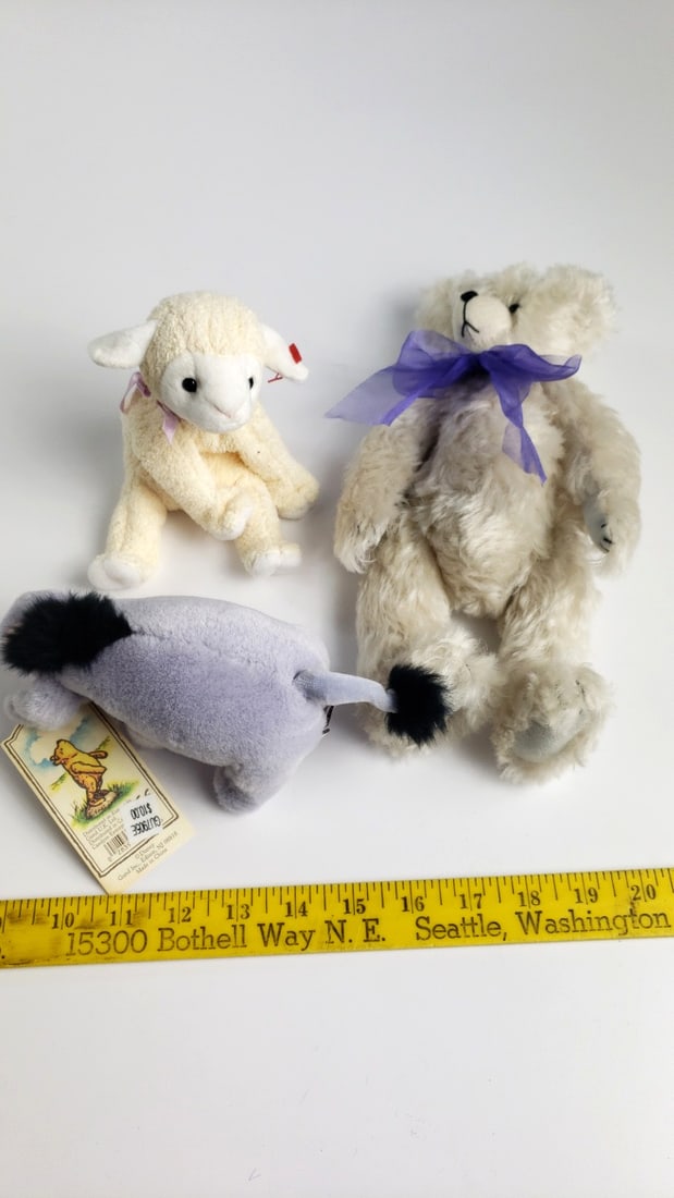 Gund Pooh Eeyore, Boyds Teddy Bear Ty Lamb Plush Lot - 2
