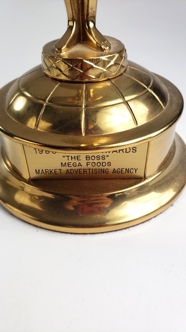 R.S. Owens 1986 "The Boss" Mega Foods Market Advertising Agency Gold-Tone Trophy - 3