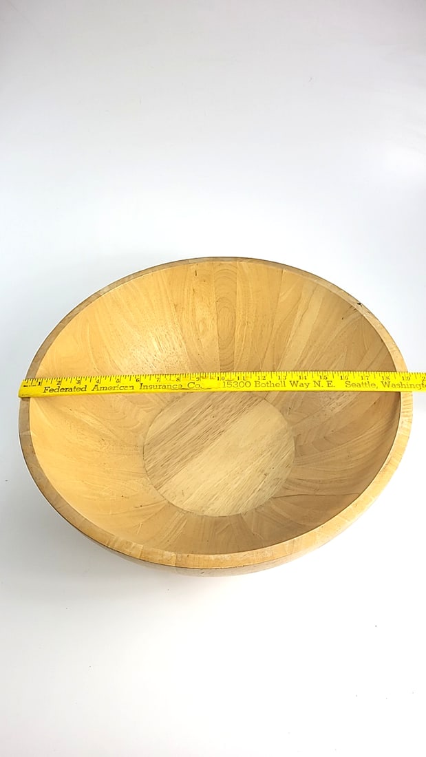 Large Light Wood Salad Serving Bowl, Approx. 19 in Diameter - 2