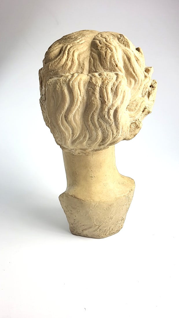 Classical Female Bust Statue with Laurel Wreath, Beige, Approx. 15 in - 3