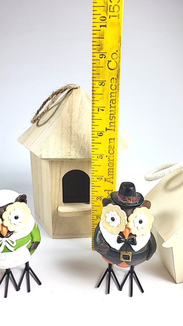Park Lane Wooden Birdhouse Decor Lot with Rope Hangers & 2 Owl Figurines - 2