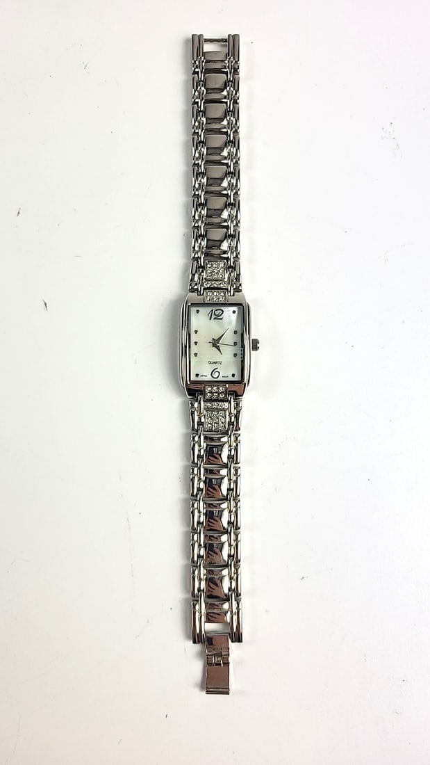 BWC Women's Quartz Rectangular Silver-Tone Bracelet Watch with Crystal Accents: 1.25 x 7 x 0.3 0.1 lb Low Estimate: 5.00 High Estimate: 15.00