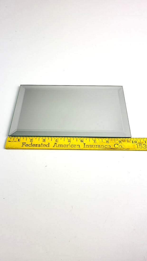 Rectangular Beveled Glass Mirror Display Tray with Rubber Feet, Approx. 10 x 6 in - 2