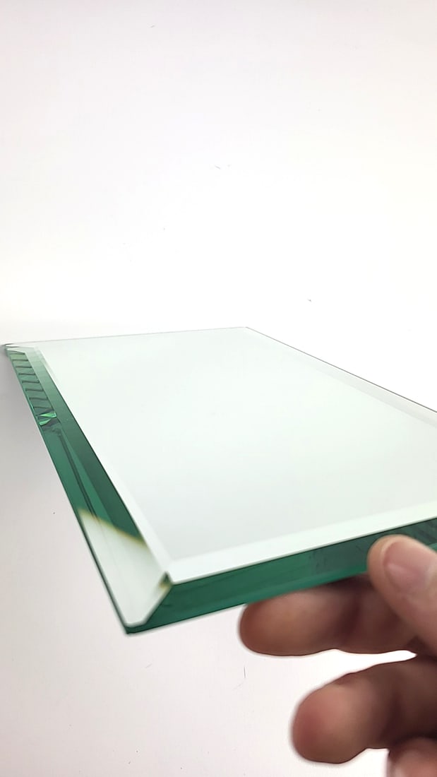 Rectangular Beveled Glass Mirror Display Tray with Rubber Feet, Approx. 10 x 6 in - 3