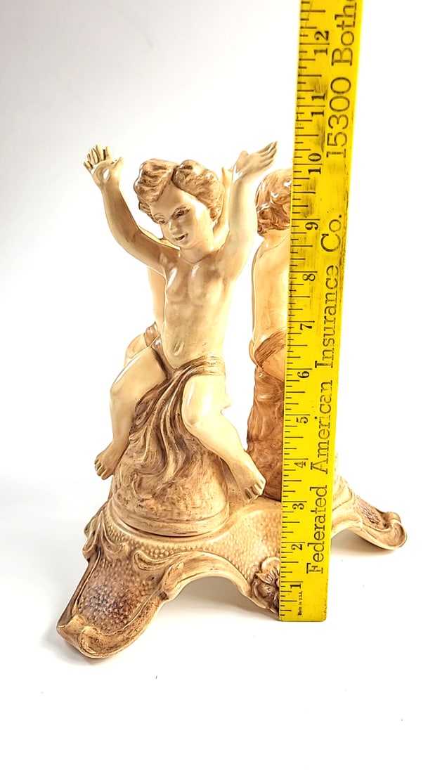 Jamar Mallory Ceramic Studio 1963 Three Cherub Ceramic Figurine 11 in - 2