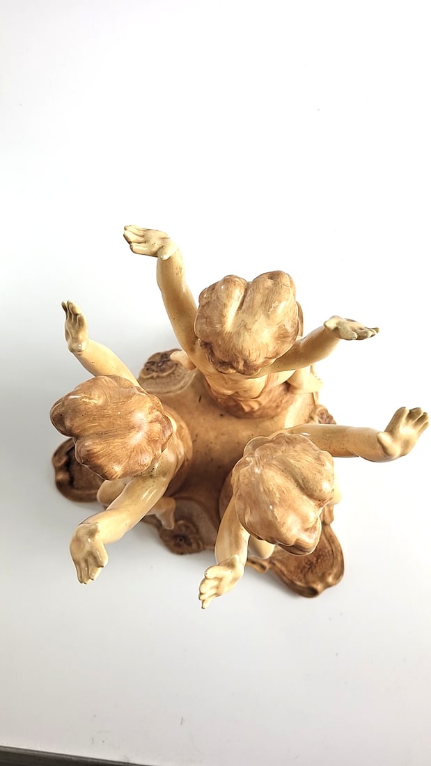 Jamar Mallory Ceramic Studio 1963 Three Cherub Ceramic Figurine 11 in - 6