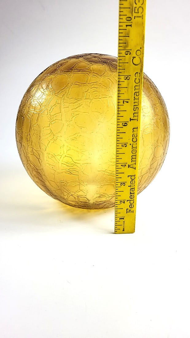 Amber Crackle Glass Globe Lamp Shade, 9 in Round, 4 in Opening - 2