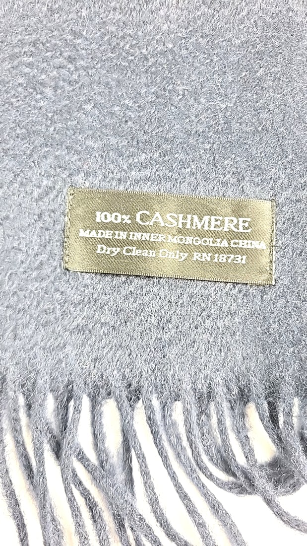 Lot of 3 100% Cashmere Scarves Polka Dot, Navy Solid & Nordstrom Signature Gray Plaid - 4