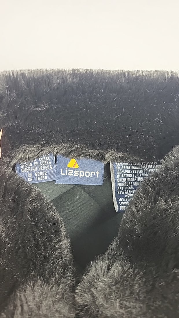 Lizsport Black Quilted Corduroy Jacket Faux Fur Collar & Cuffs - 2