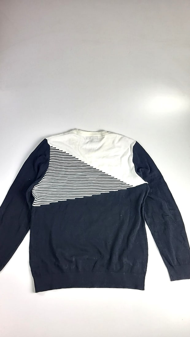 INC International Concepts Men's M Navy White Striped Colorblock Crewneck Sweater - 5