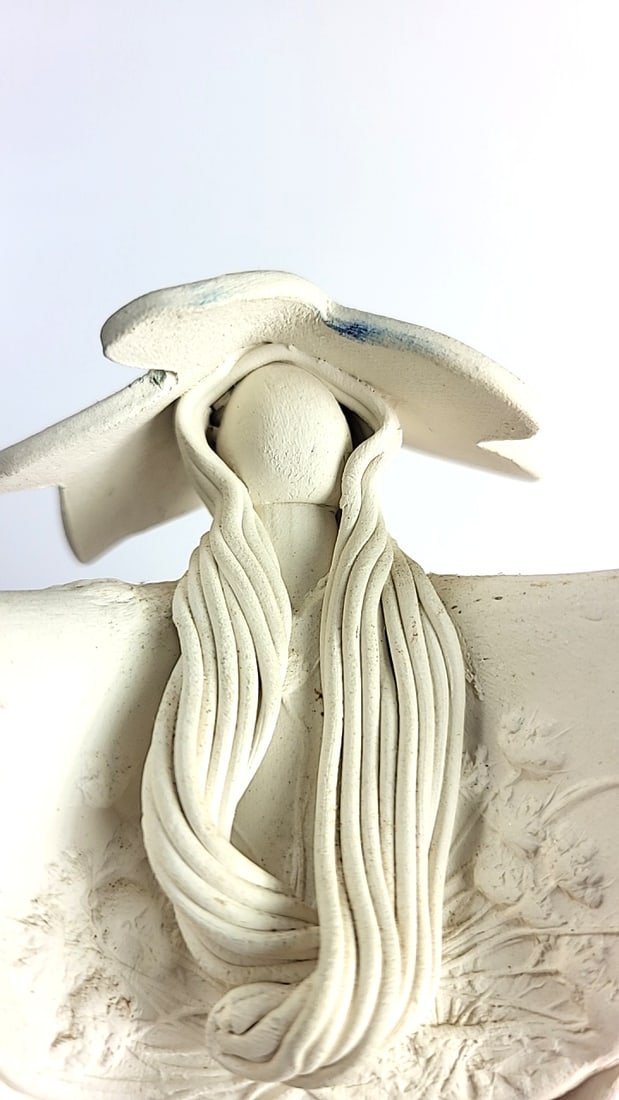 Binstock Ceramic Lady Figurine Floral Kimono Wide Hat 6 in - 6