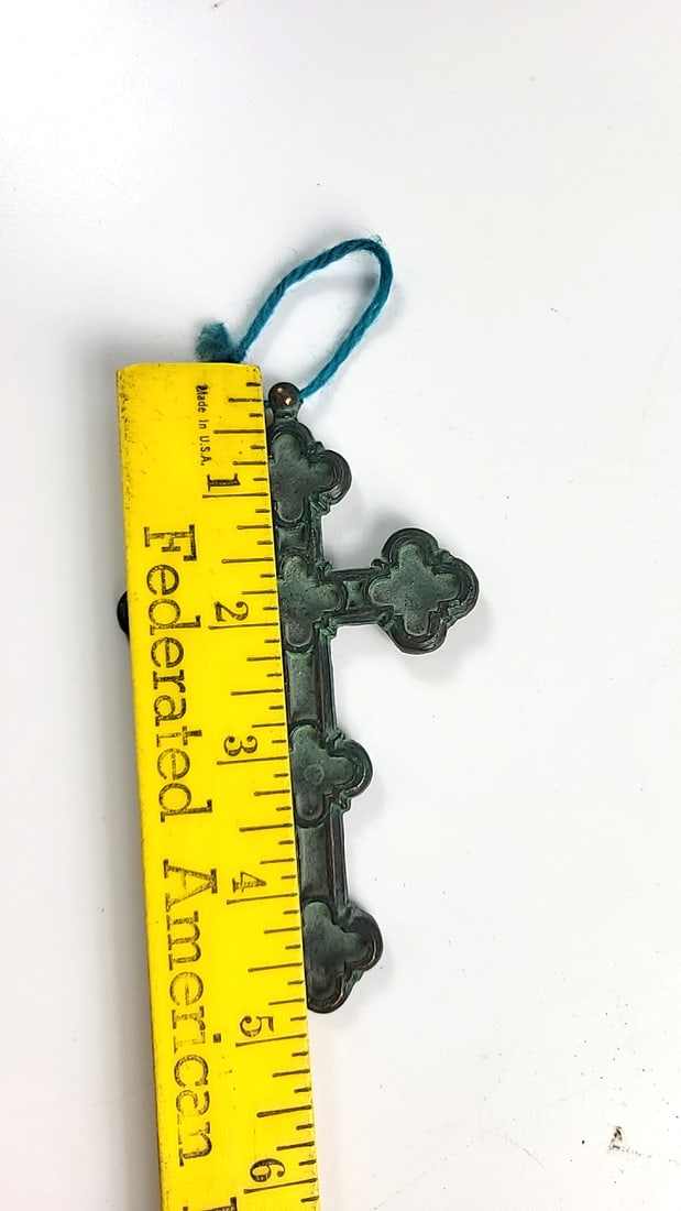 Ornate Metal Christian Cross Pendant Ornament, Approx. 5 in - 3