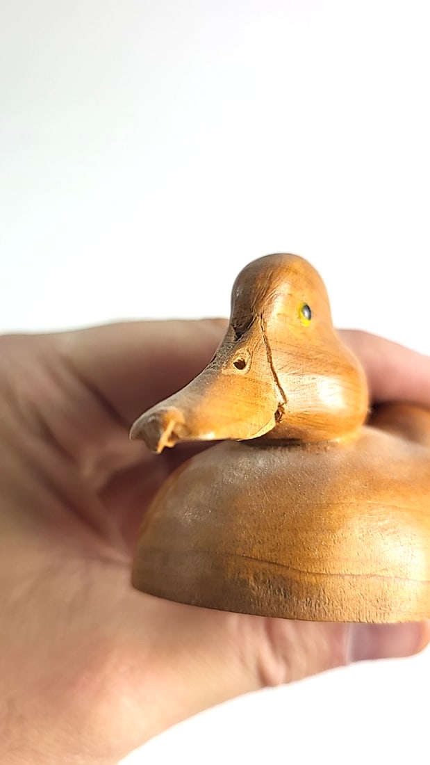 Signed A.B. Wilson Baton Rouge 1981 Carved Wooden Duck, 5 in. - 4