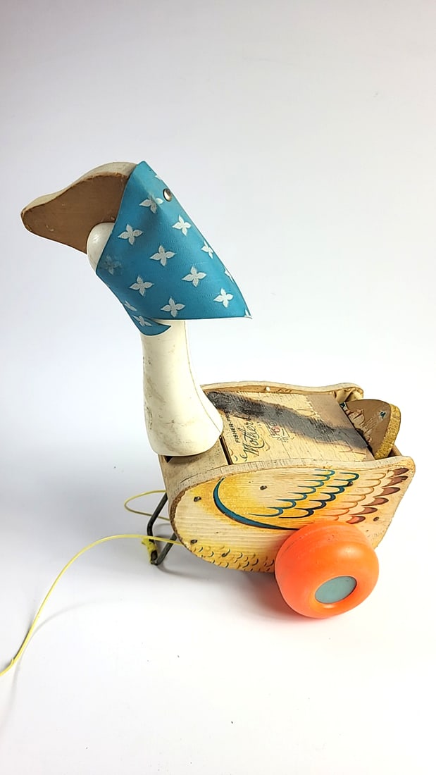 Fisher-Price Mother Goose No. 164 Wooden Pull Toy with Orange Wheels - 5