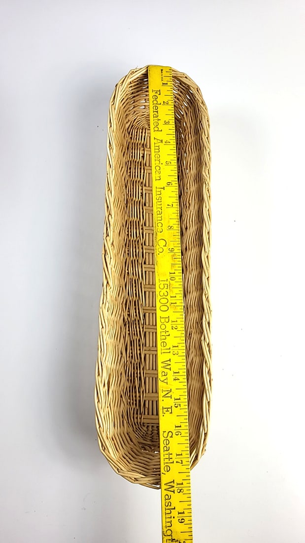 Long Narrow Natural Woven Wicker Basket Tray, Approx. 18 in - 2
