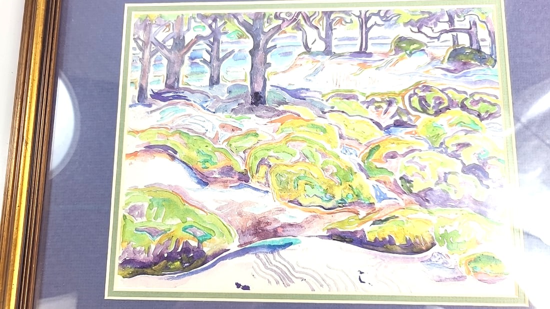Framed Watercolor Landscape Artwork Gold-Tone Frame Purple - 2