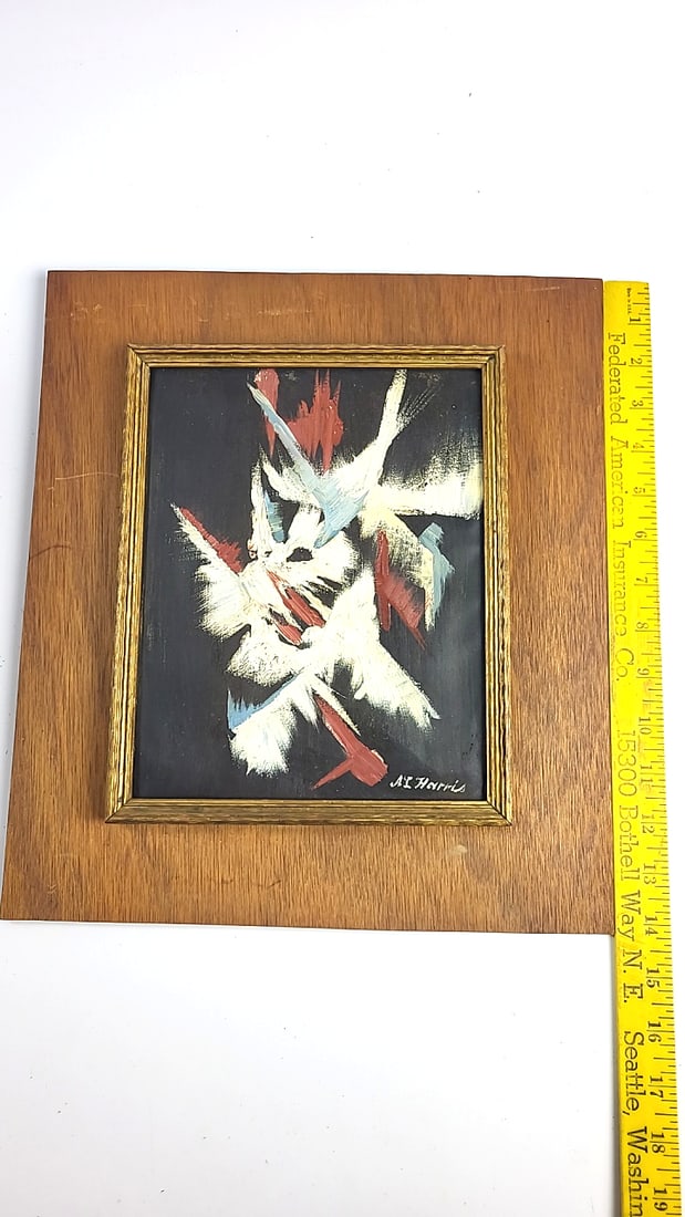 A.L. Harris Signed Abstract Painting in Wood Frame - 4