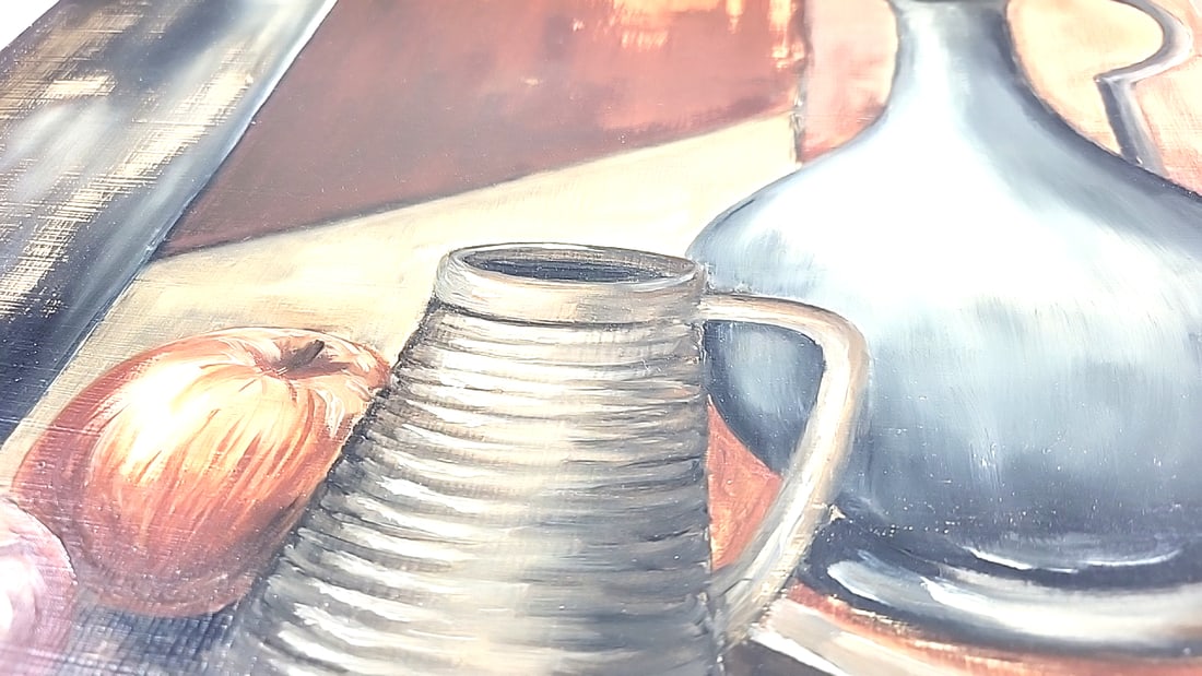 Framed Still Life Wall Art Apples Pitcher Jug Wood Frame 18 x 12 in - 3