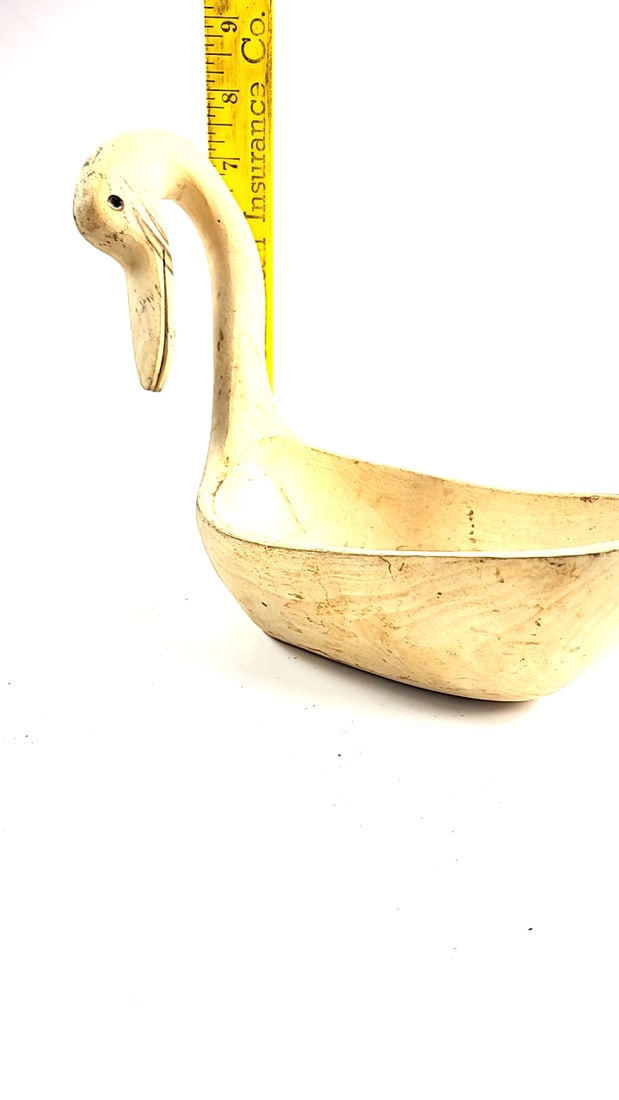 Hand-Carved Wooden Swan Bowl Cream Decorative Dish - 2