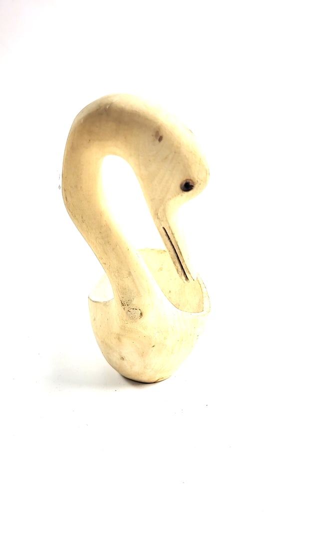 Hand-Carved Wooden Swan Bowl Cream Decorative Dish - 5