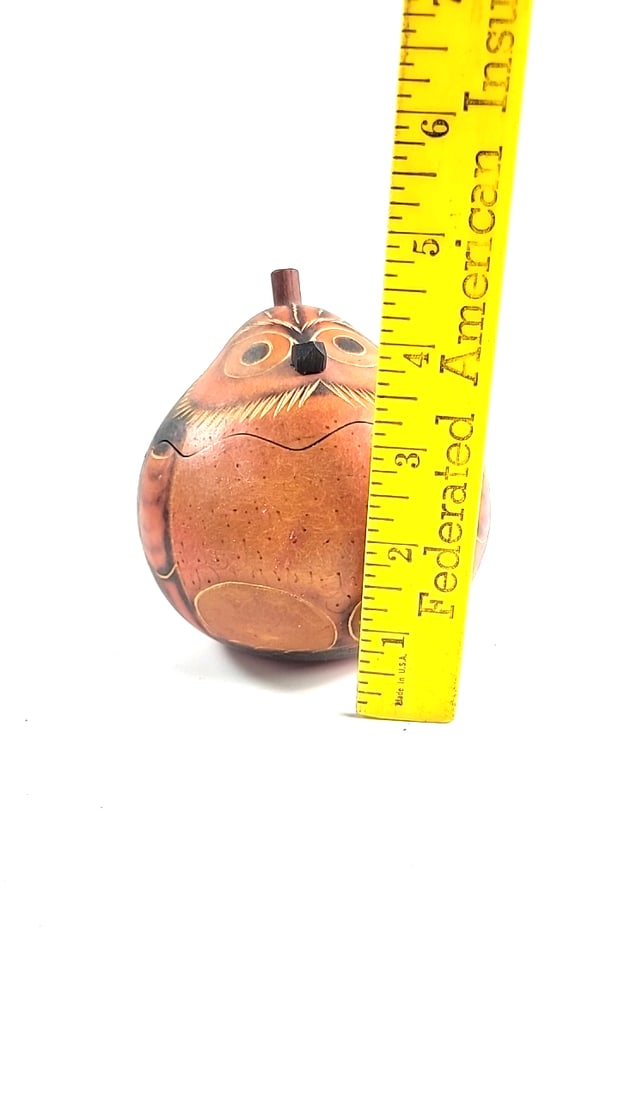 Motibak's Color Owl Medium Gourd Hand-Painted Lidded Decorative Container - 2