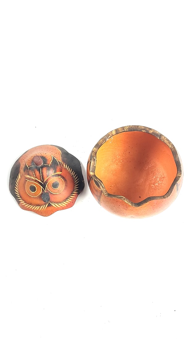 Motibak's Color Owl Medium Gourd Hand-Painted Lidded Decorative Container - 3