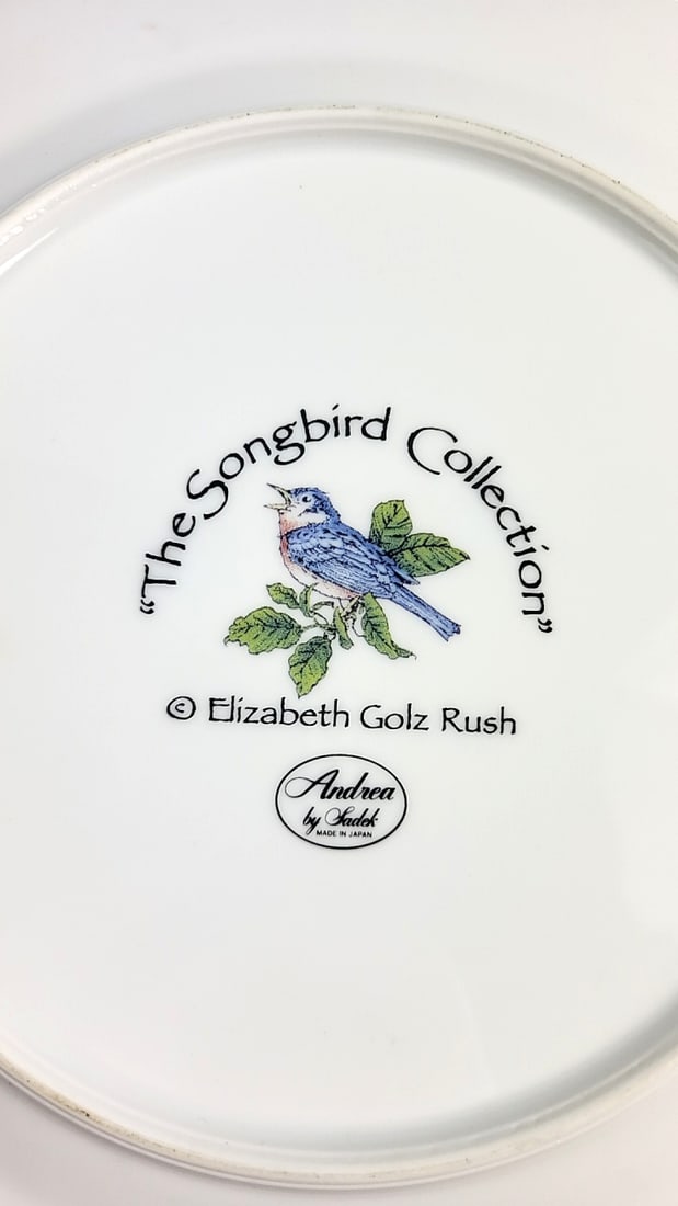 Andrea by Sadek The Songbird Collection Elizabeth Golz Rush Goldfinch Floral Plate 10" - 4