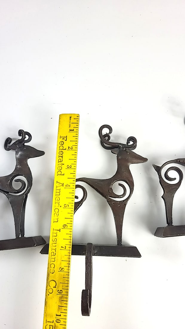 Set of 4 metal Reindeer Christmas Stocking Holders - 2