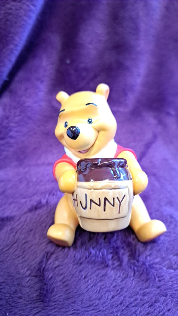 Disney Winnie The Pooh Ceramic Figurine Holding Hunny Pot With Box - 2