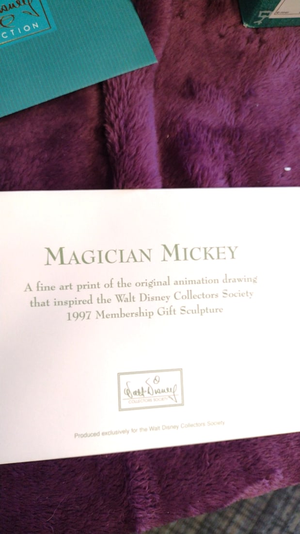 Walt Disney Classics Collection Magician Mickey 1997 Membership Gift Sculpture With Print & Pin - 3