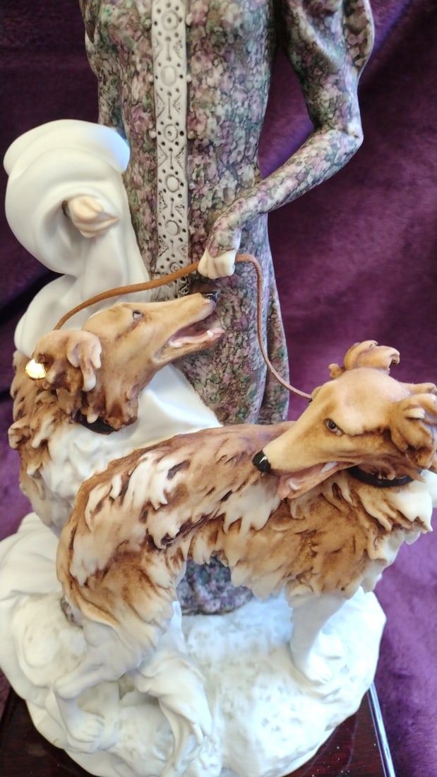 G. Armani Porcelain Figurine Woman With Borzoi Dogs 1122c - 5