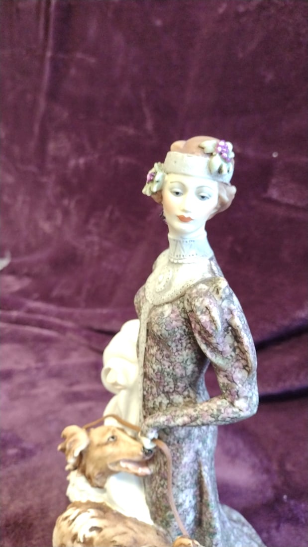G. Armani Porcelain Figurine Woman With Borzoi Dogs 1122c - 7