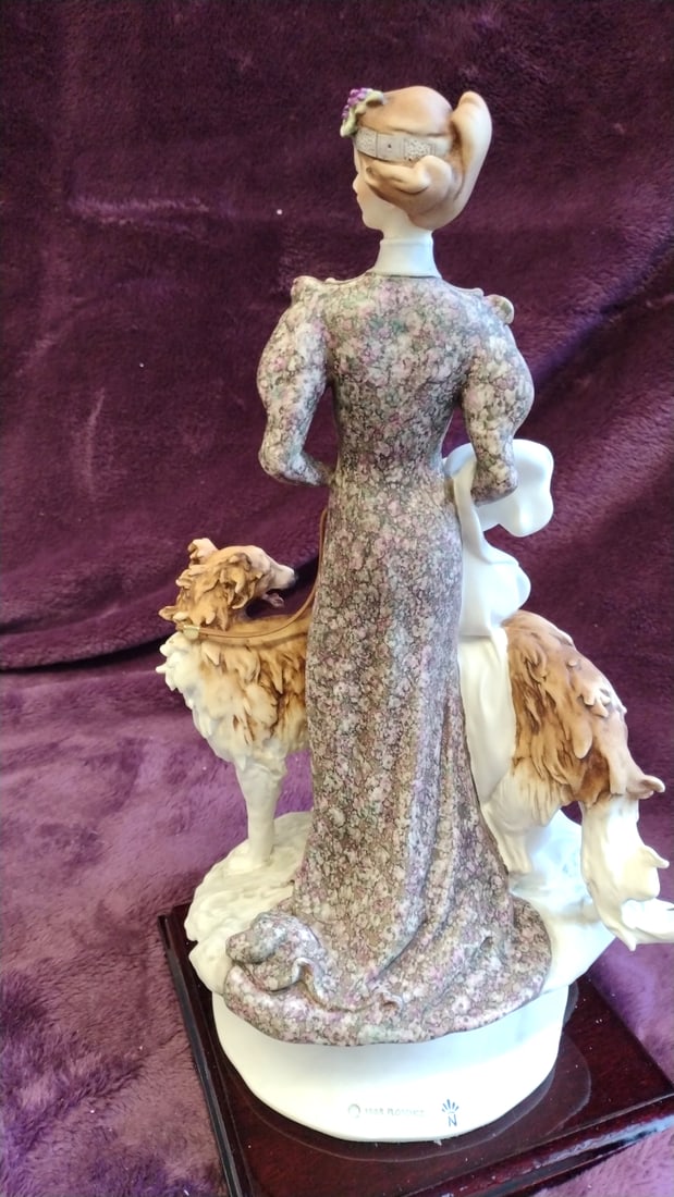 G. Armani Porcelain Figurine Woman With Borzoi Dogs 1122c - 9