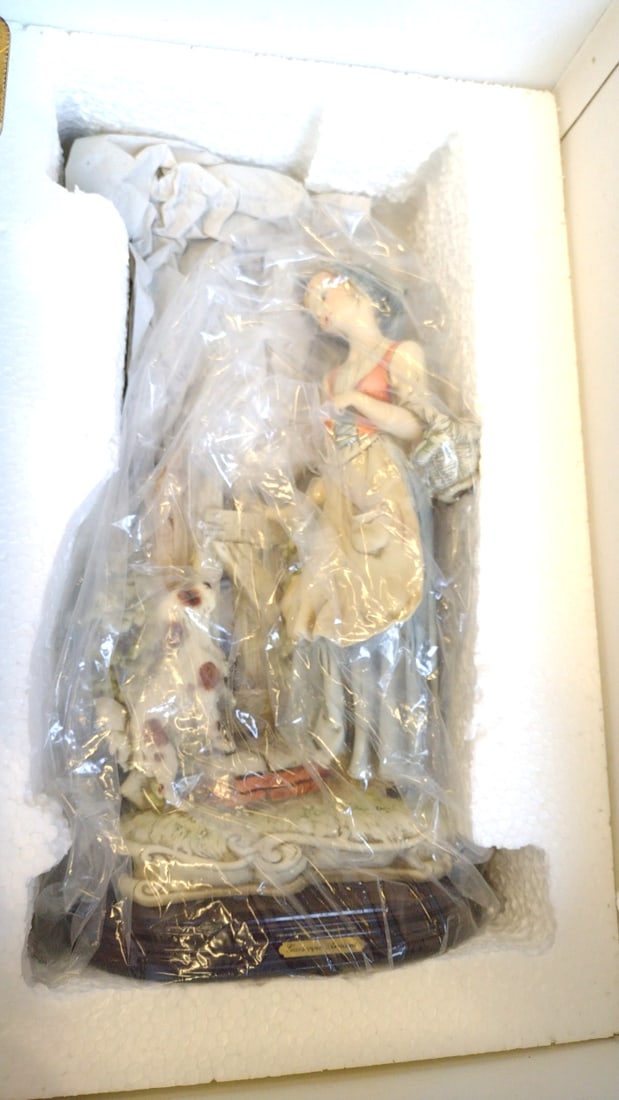 Giuseppe Armani Florence Figurine Country Girl With Dog On Wood Base - 6