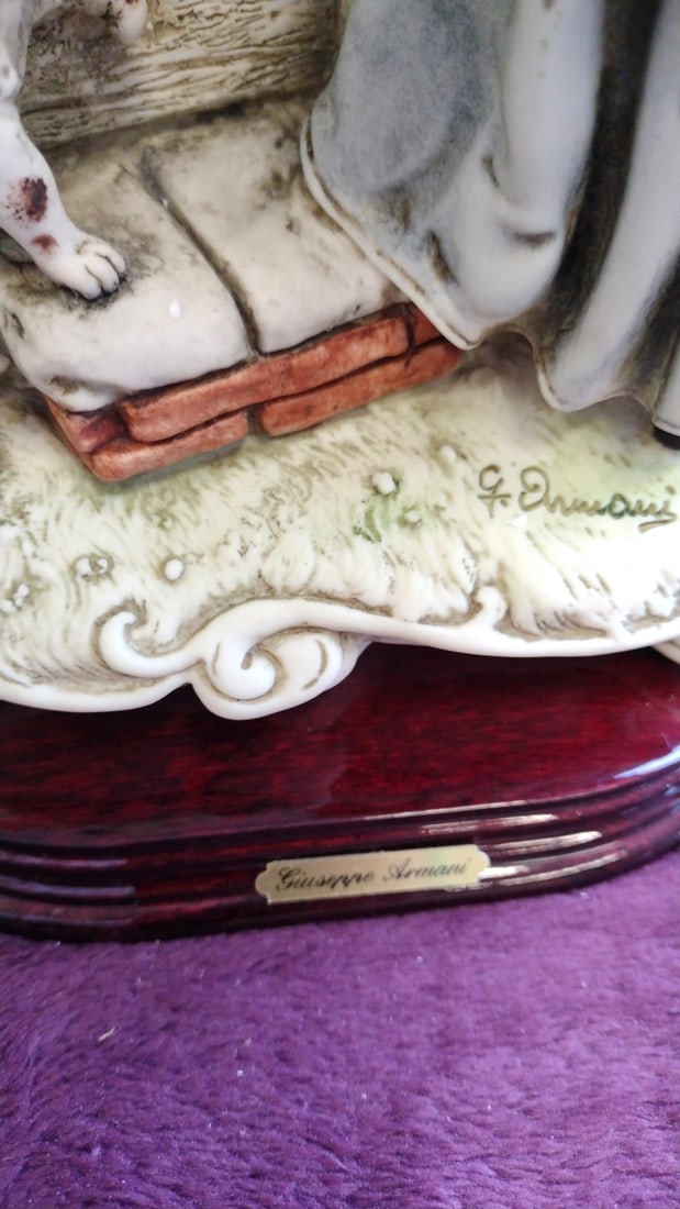 Giuseppe Armani Florence Figurine Country Girl With Dog On Wood Base - 8