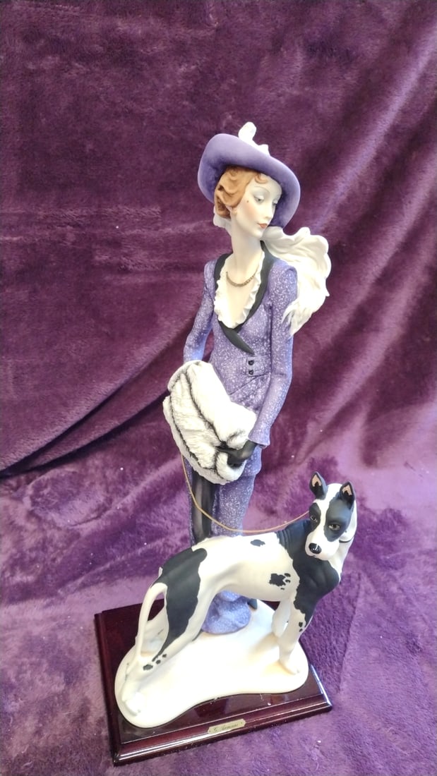 Giuseppe Armani Florence Collection Darte Lady With Great Dane 429c Dog Figurine - 2