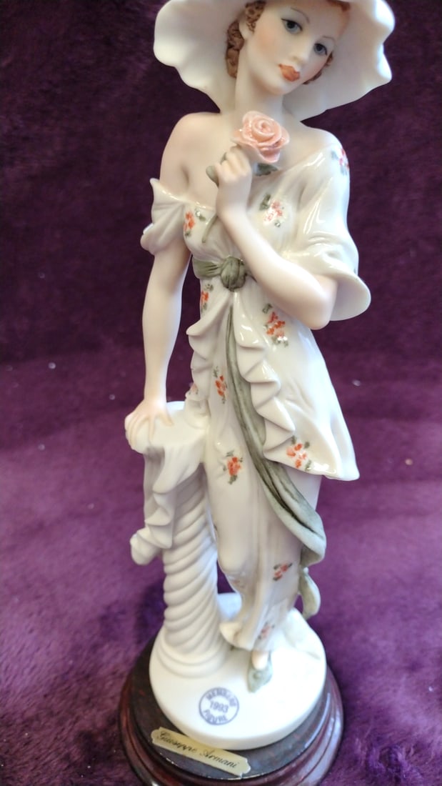 Giuseppe Armani Florence Secret Love Porcelain Lady Figurine With Rose Parasol, 1993 - 8